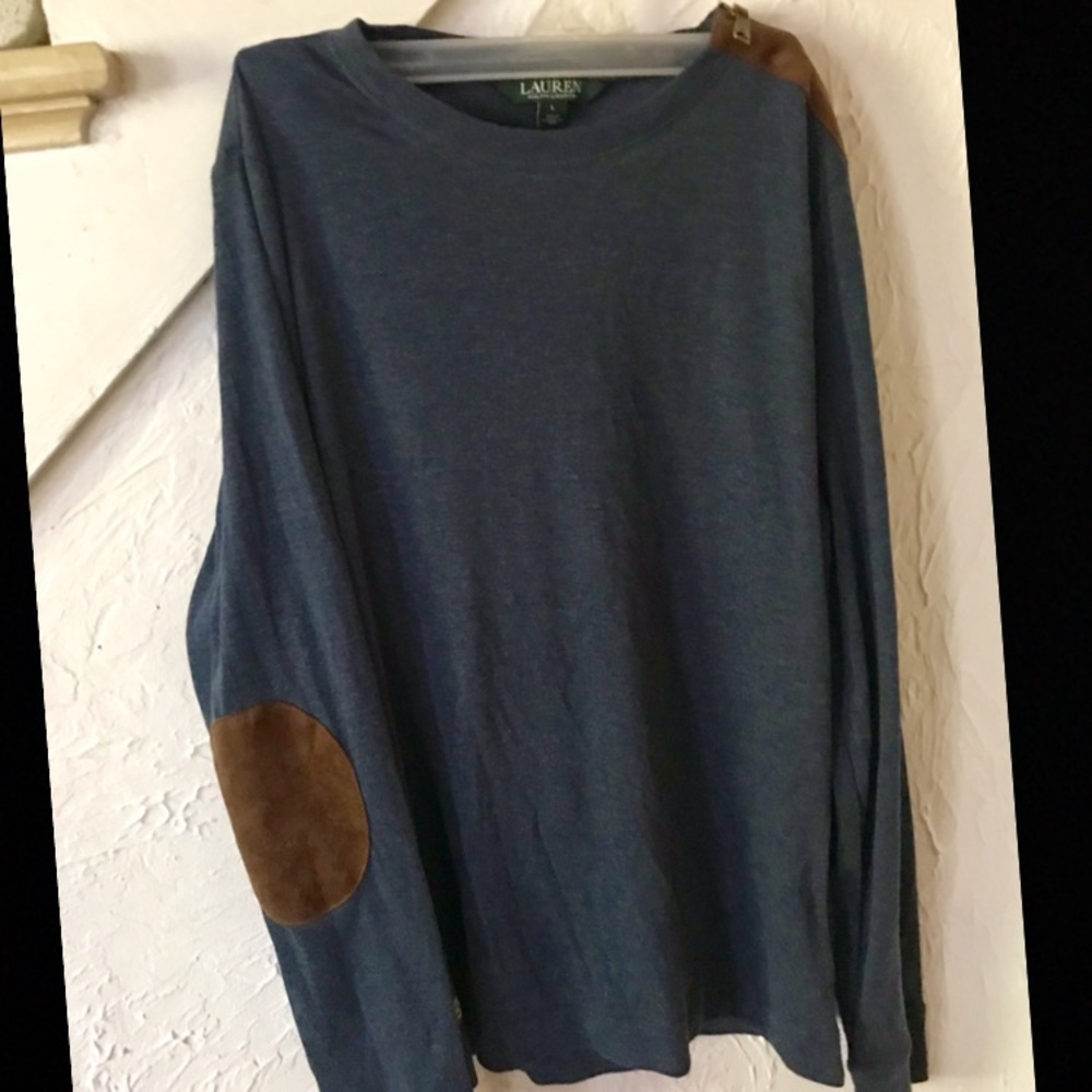 Ralph Lauren Long Sleeve Top With Suede & Zipper